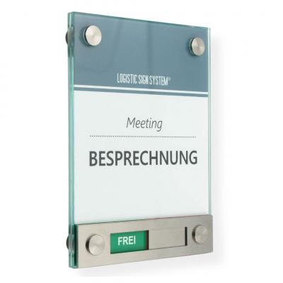 Tuerschild VITRUM Frei Belegt Rot Grün aus Glas 130 170 mm